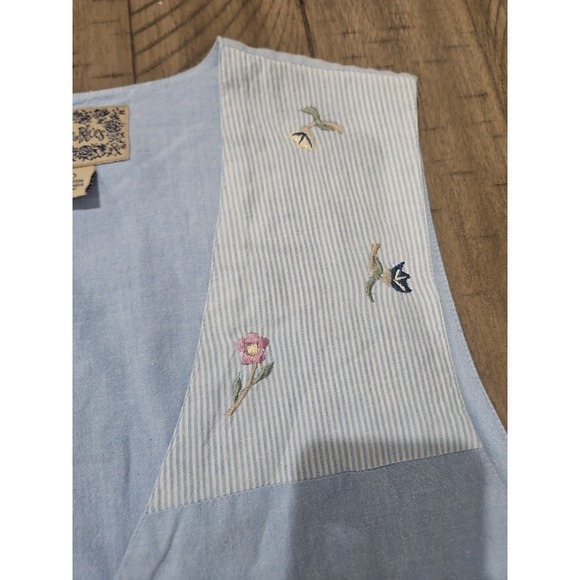 Vintage Tantrum Blues Vest Easter Floral Bunny Chick Cotton Cottage Grandmacore - Picture 3 of 13